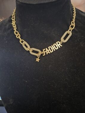 Vintage Gold Lettering Necklace with Star Charm